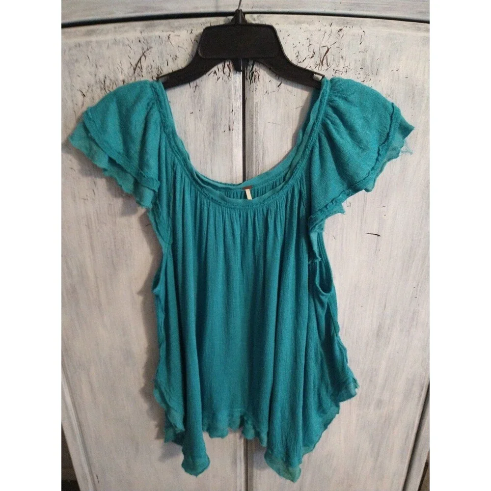 Free people top Blue Sm Boho Feminine Cottagecore Peasant